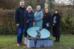 At the launch of ‘The Blue Dots of Iveragh’ awareness project in Sneem. The Local Authority Waters Programme (LAWPRO) working on behalf of Ireland’s 31 local authorities aims to protect, restore good or high water quality in rivers, lakes, estuaries, ground and coastal water. The project aims to draw public attention to the High Status objective waterbodies of the Iveragh peninsula and to motivate stewardship and protection of water quality. Minister of State, Chris O’Sullivan, T.D., (1st Left) was in Sneem to unveil a newly commissioned sculptural piece and screening of a video produced by the LAWPRO Blue Dot Catchments. From left,  Sneem Tidy Towns Volunteers - Una O'Neill and  Jane O'Sullivan, Biodiversity Officer Kerry County Council, Eleanor Turner, Environmental Awareness Officer with Kerry County Council, Breda Moriarty. Photo: Valerie O'Sullivan/FREE PIC